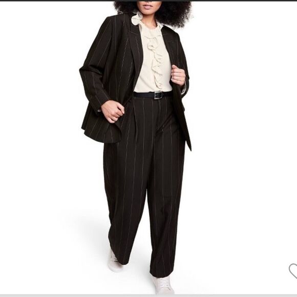 NWT Nili Lotan x Target women’s pinstripe black wide leg trousers 28W/30W - Picture 1 of 4